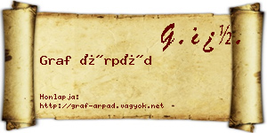 Graf Árpád névjegykártya